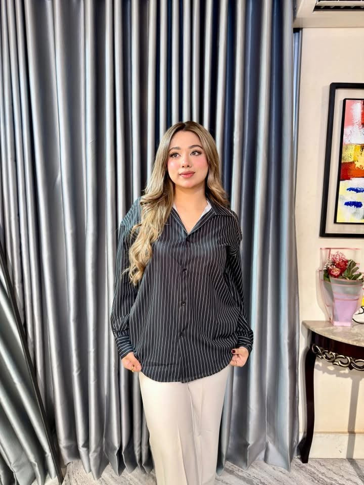 Women’s Premium Old Money Stripe Silk Shirt