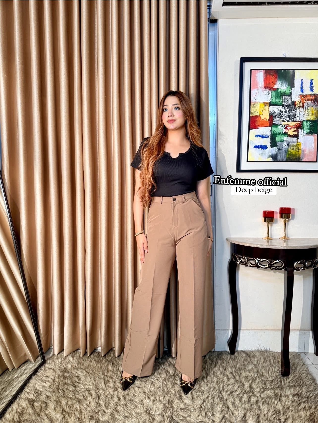 High waisted ladies Wide leg formal pant