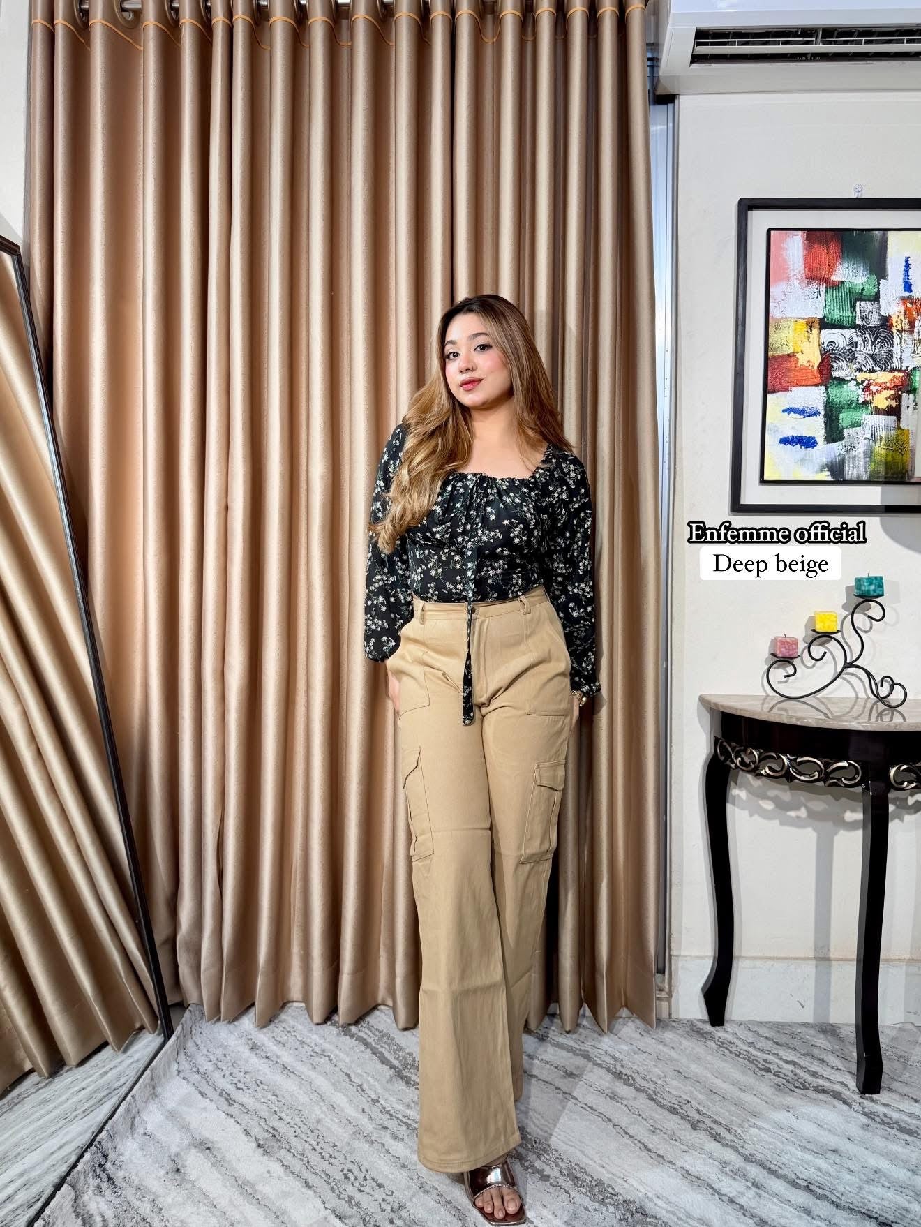 Ladies Denim Baggy cargo pants