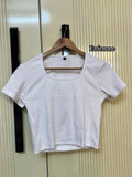 Square neck half sleeve crop tops