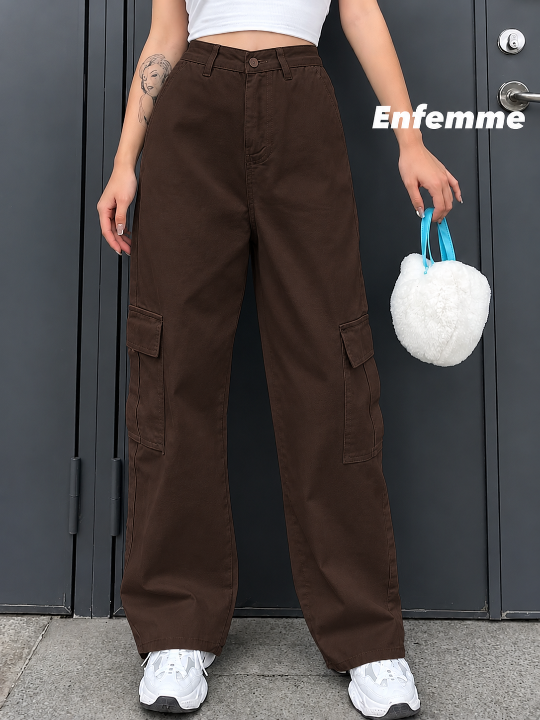Ladies High waisted baggy Cargo Pant