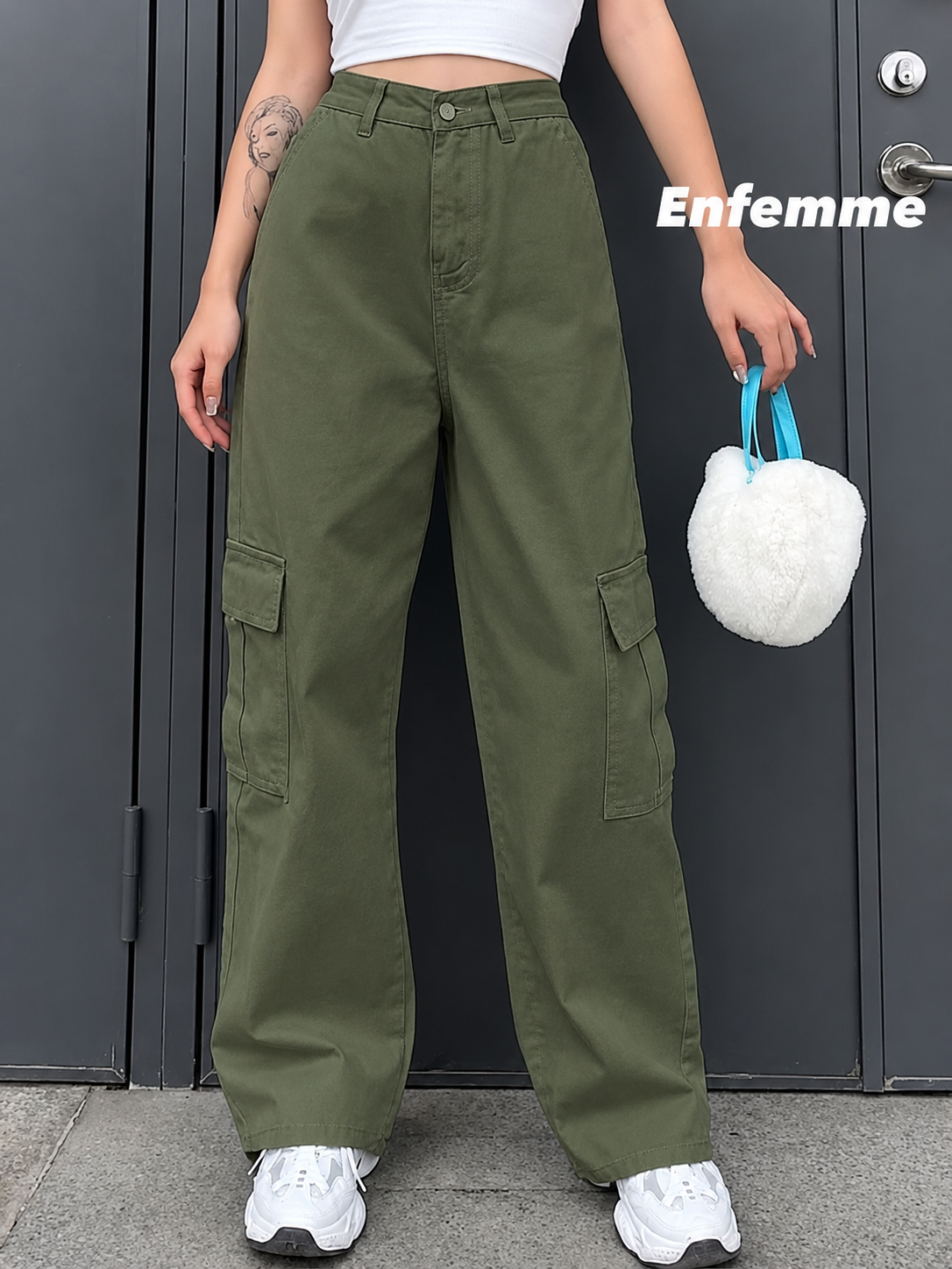 Ladies High waisted baggy Cargo Pant