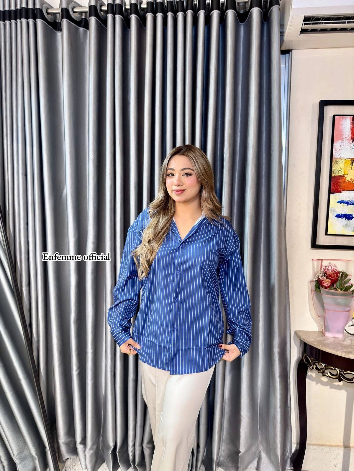 Women's Stripe Silk Shirt