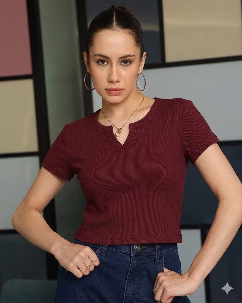 Ladies premium V neck crop Tops
