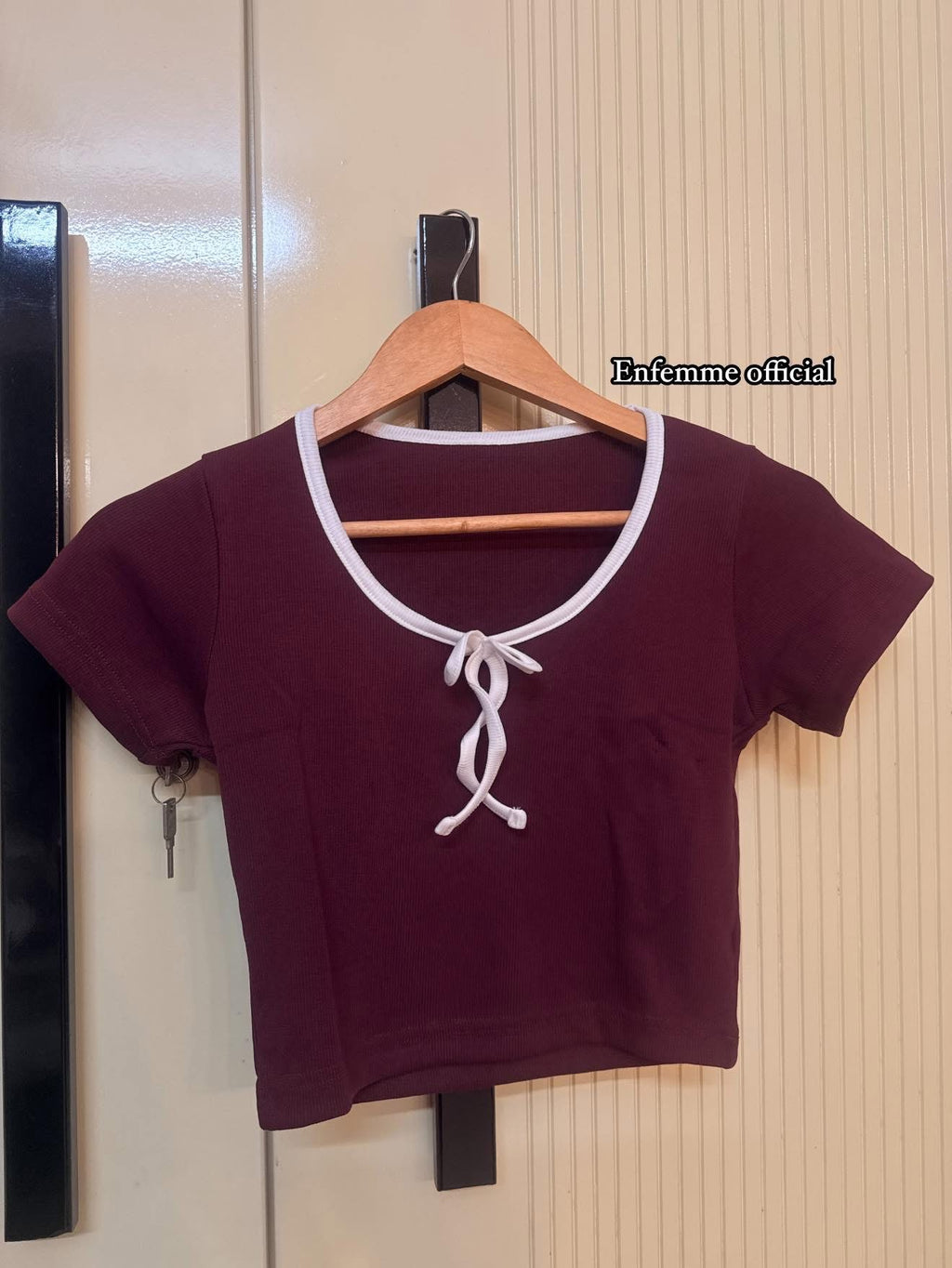Ribbed Bow tie crop top
