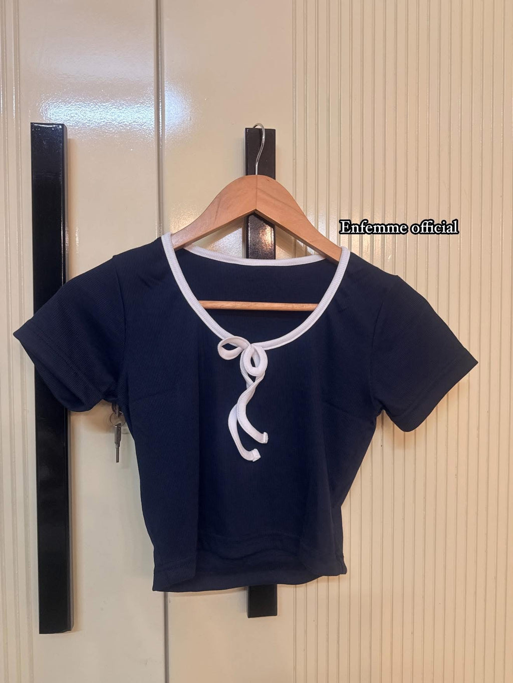 Ribbed Bow tie crop top