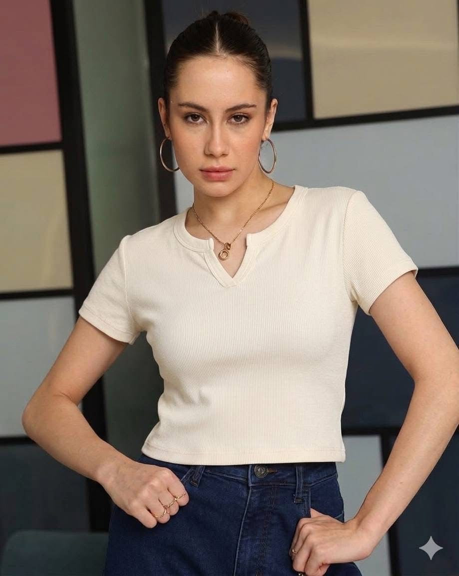 Ladies premium V neck crop Tops
