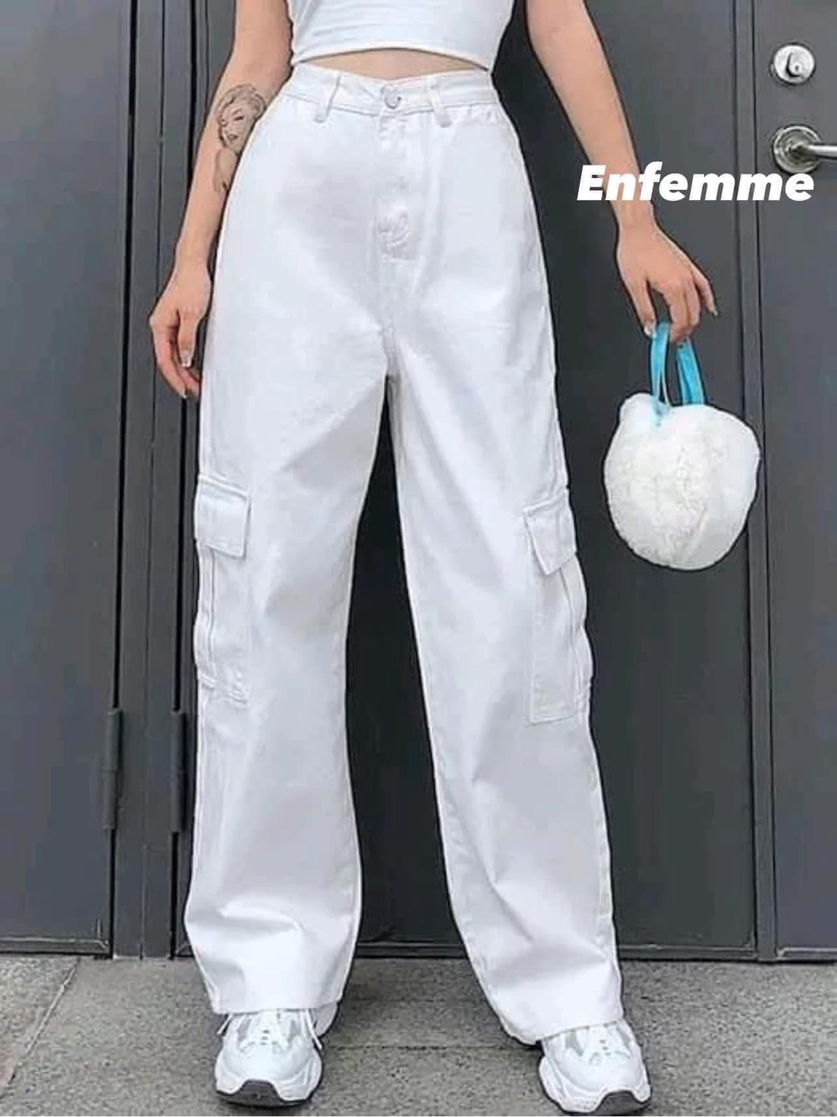 Ladies High waisted baggy Cargo Pant