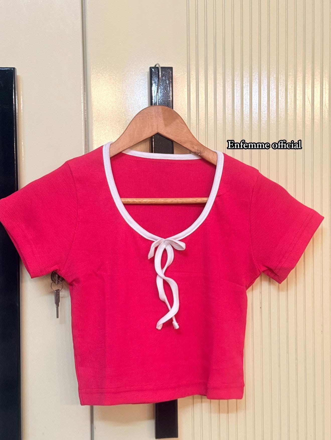 Ribbed Bow tie crop top