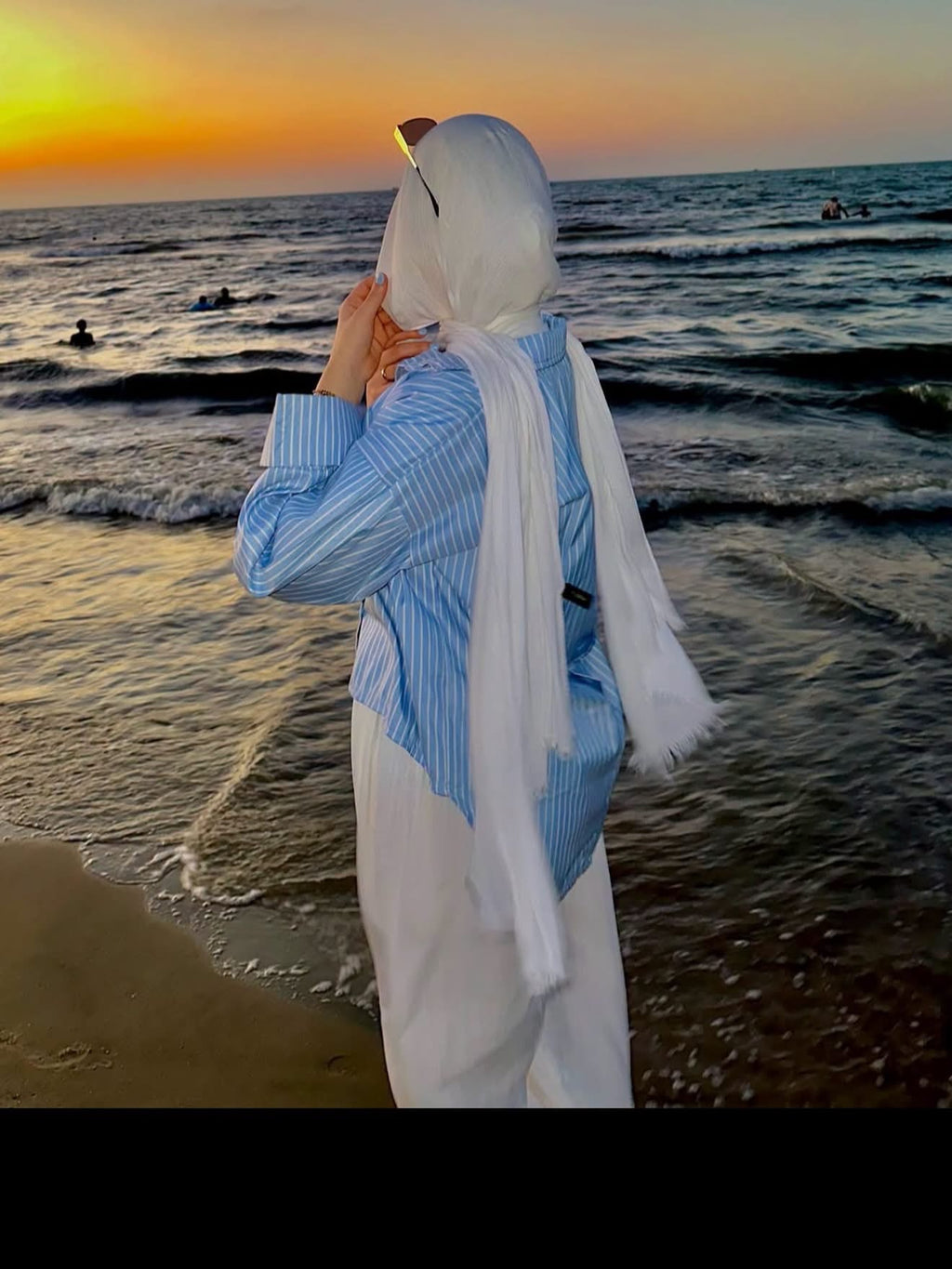 Stripe Sky Blue Silk Shirt